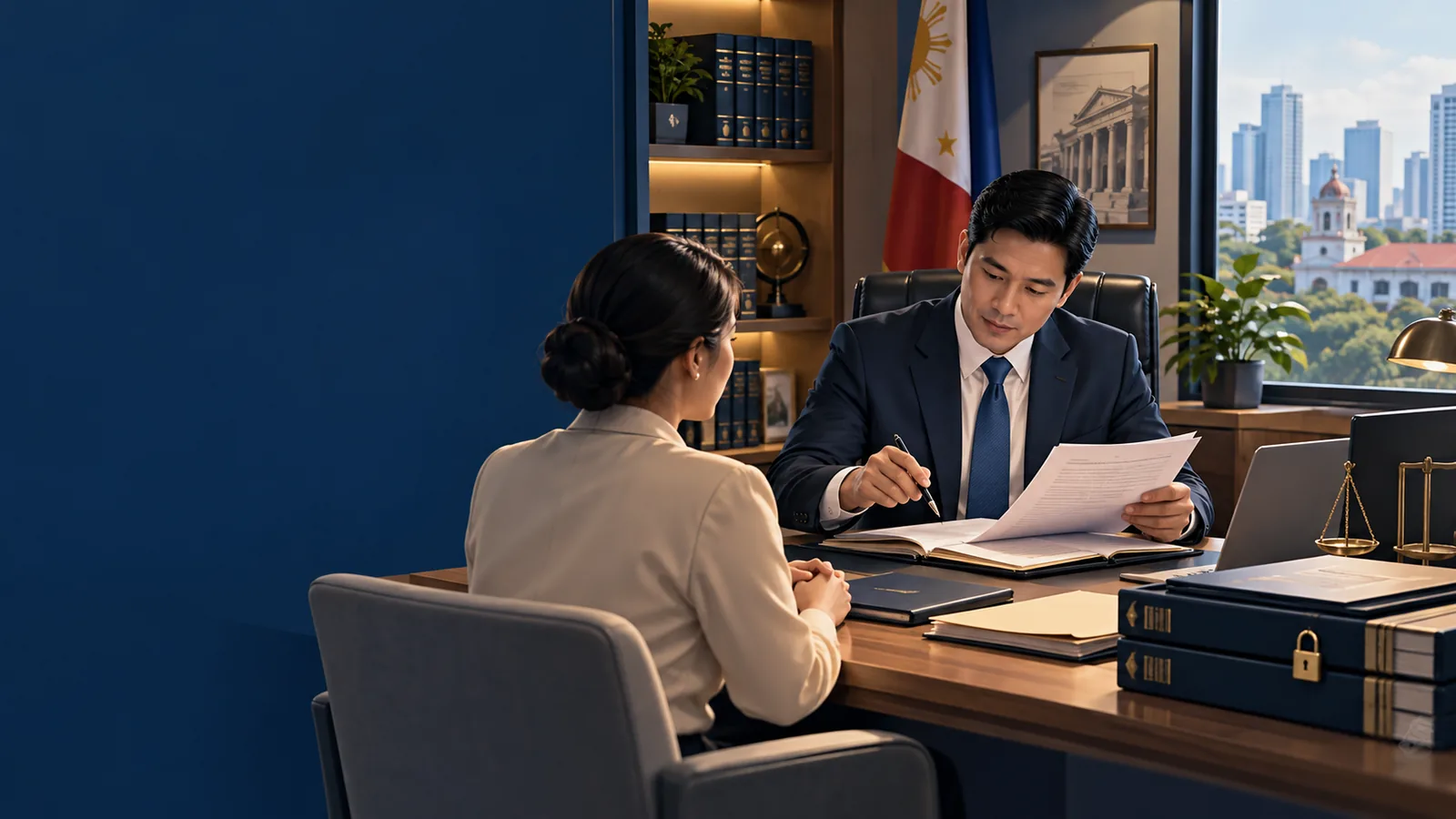 Illustration of a law office managing confidential intake and case deadlines
