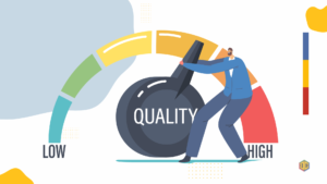 A photo og a graphic showing the increase of quality because of Custom Software