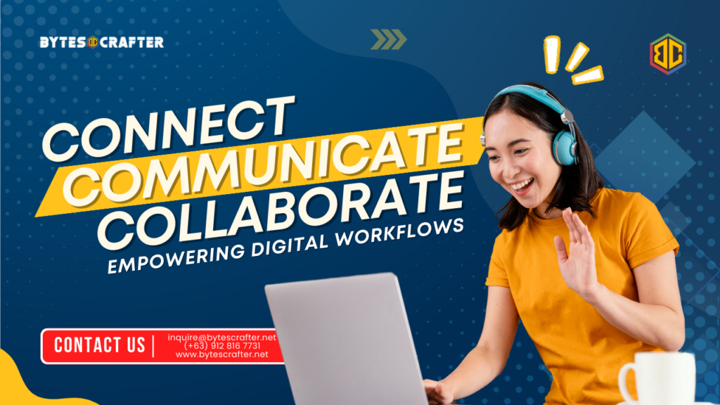A cheerful woman with headphones engaging in a digital collaboration session.