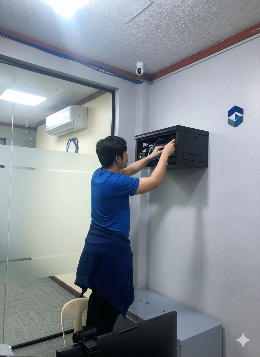 BytesCrafter's own Network Engineer working on a client's IT Infrastructure and Cybersecurity Enhancement
